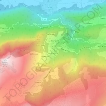 Mappa topografica Les Chevriers, altitudine, rilievo