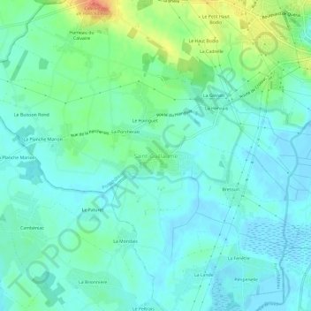 Mappa topografica Saint-Guillaume, altitudine, rilievo