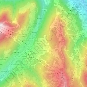 Mappa topografica La Culaz, altitudine, rilievo