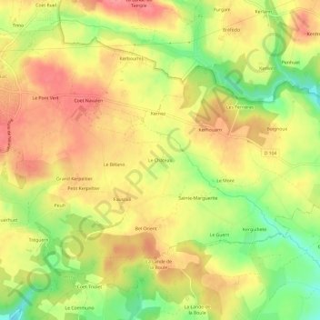 Mappa topografica Le Château, altitudine, rilievo