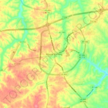 Mappa topografica Mount Sterling, altitudine, rilievo