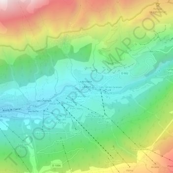 Mappa topografica L'Adroit, altitudine, rilievo