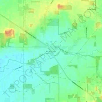 Mappa topografica Westminster, altitudine, rilievo