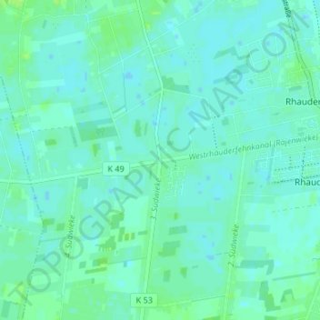 Mappa topografica Rajen, altitudine, rilievo