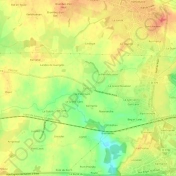Mappa topografica Béléan, altitudine, rilievo