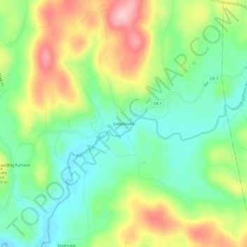 Mappa topografica Gallatinville, altitudine, rilievo