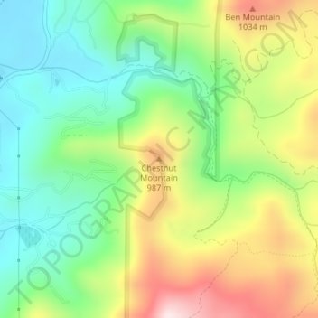 Mappa topografica Chestnut Mountain, altitudine, rilievo