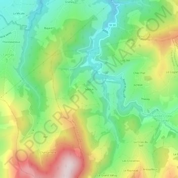 Mappa topografica Seyoux, altitudine, rilievo