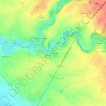 Mappa topografica Le Petit Beauvais, altitudine, rilievo