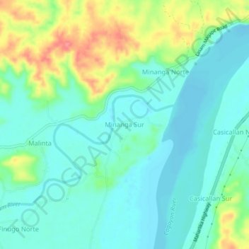 Mappa topografica Minanga Sur, altitudine, rilievo