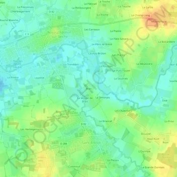 Mappa topografica Brais, altitudine, rilievo