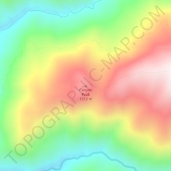 Mappa topografica Canyon Peak, altitudine, rilievo