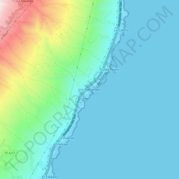 Mappa topografica Los Barrancos, altitudine, rilievo