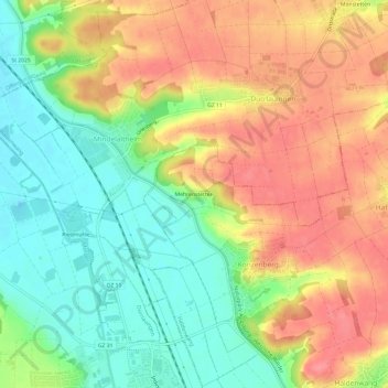 Mappa topografica Mehrenstetten, altitudine, rilievo