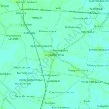 Mappa topografica Draksharama, altitudine, rilievo