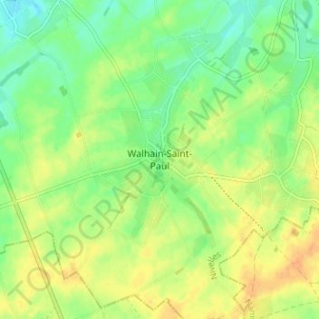 Mappa topografica Walhain-Saint-Paul, altitudine, rilievo