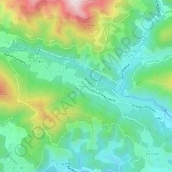 Mappa topografica Champagne, altitudine, rilievo