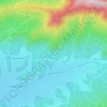 Mappa topografica Cades Cove, altitudine, rilievo