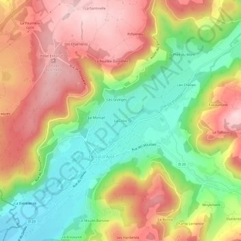 Mappa topografica La Croix, altitudine, rilievo
