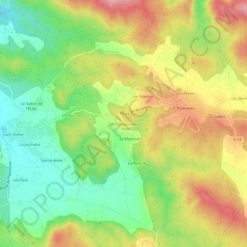 Mappa topografica Le Courcoussier, altitudine, rilievo