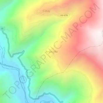 Mappa topografica Antacalla, altitudine, rilievo