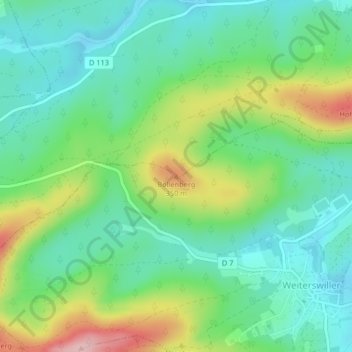 Mappa topografica Bollenberg, altitudine, rilievo