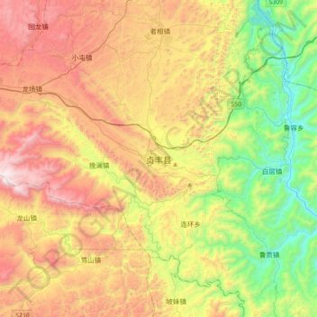 Mappa topografica 贞丰县, altitudine, rilievo