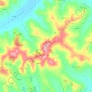 Mappa topografica Lu, altitudine, rilievo