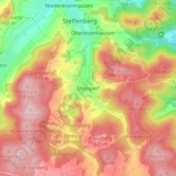 Mappa topografica Steinperf, altitudine, rilievo