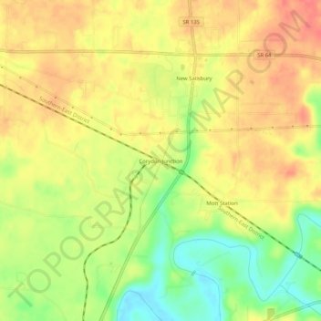 Mappa topografica Corydon Junction, altitudine, rilievo