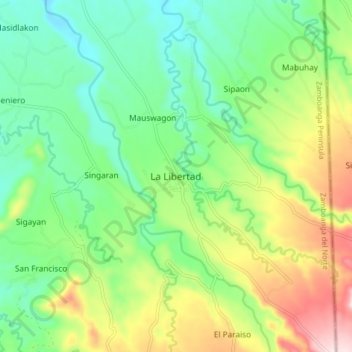 Mappa topografica La Libertad, altitudine, rilievo