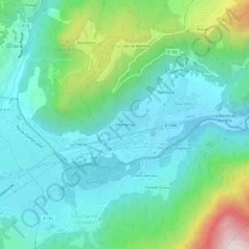 Mappa topografica Thermesay, altitudine, rilievo