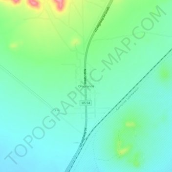 Mappa topografica Orogrande, altitudine, rilievo
