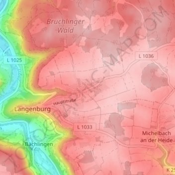 Mappa topografica Atzenrod, altitudine, rilievo