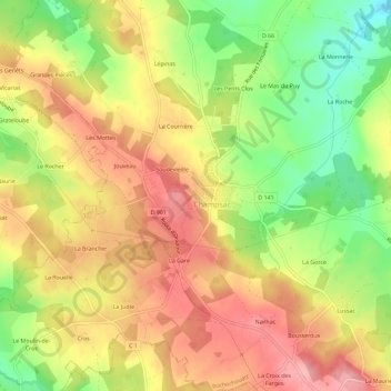 Mappa topografica La Barrière, altitudine, rilievo
