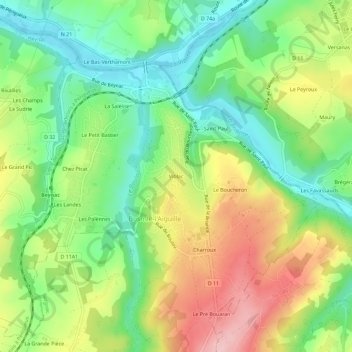 Mappa topografica Viblac, altitudine, rilievo