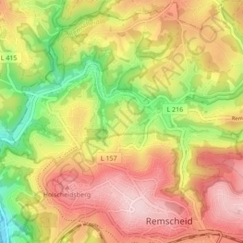 Mappa topografica Rath, altitudine, rilievo