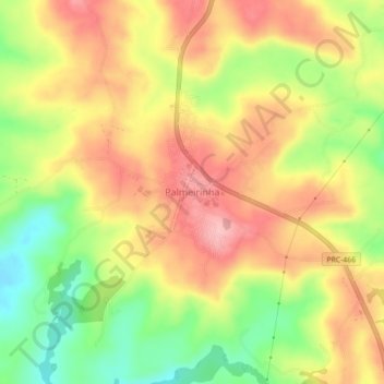 Mappa topografica Palmeirinha, altitudine, rilievo