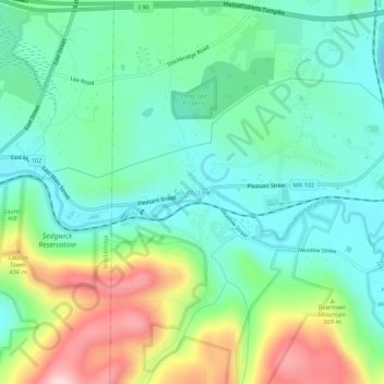 Mappa topografica South Lee, altitudine, rilievo