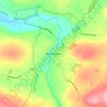 Mappa topografica Donemana, altitudine, rilievo