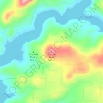 Mappa topografica Coyote Peak, altitudine, rilievo