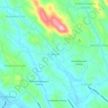 Mappa topografica Valavoor, altitudine, rilievo