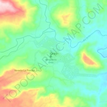 Mappa topografica Orito, altitudine, rilievo