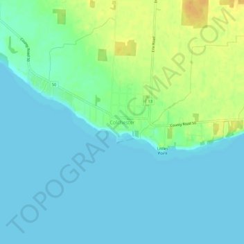 Mappa topografica Colchester, altitudine, rilievo