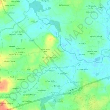 Mappa topografica La Champagne, altitudine, rilievo