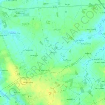 Mappa topografica Gautron, altitudine, rilievo