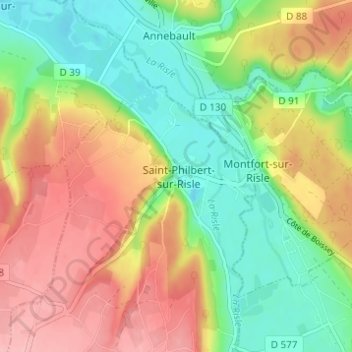 Mappa topografica Le Village, altitudine, rilievo