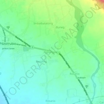 Mappa topografica Alipangpang, altitudine, rilievo