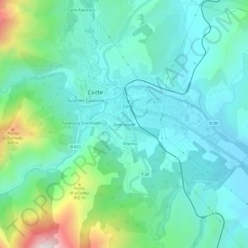 Mappa topografica Querraggia, altitudine, rilievo