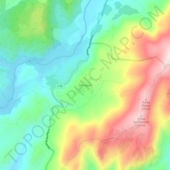 Mappa topografica Serraggia, altitudine, rilievo